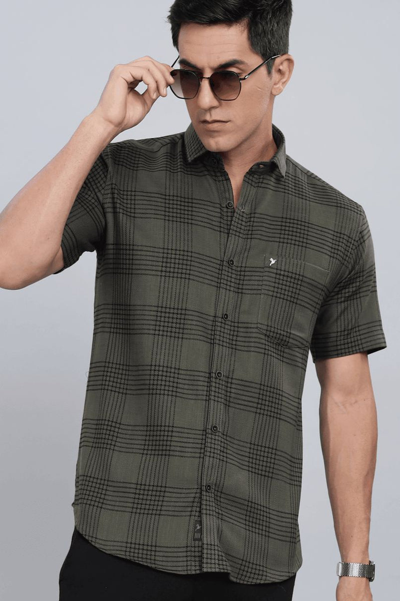 Rugged Green Checks - Half Sleeve - Stain Proof