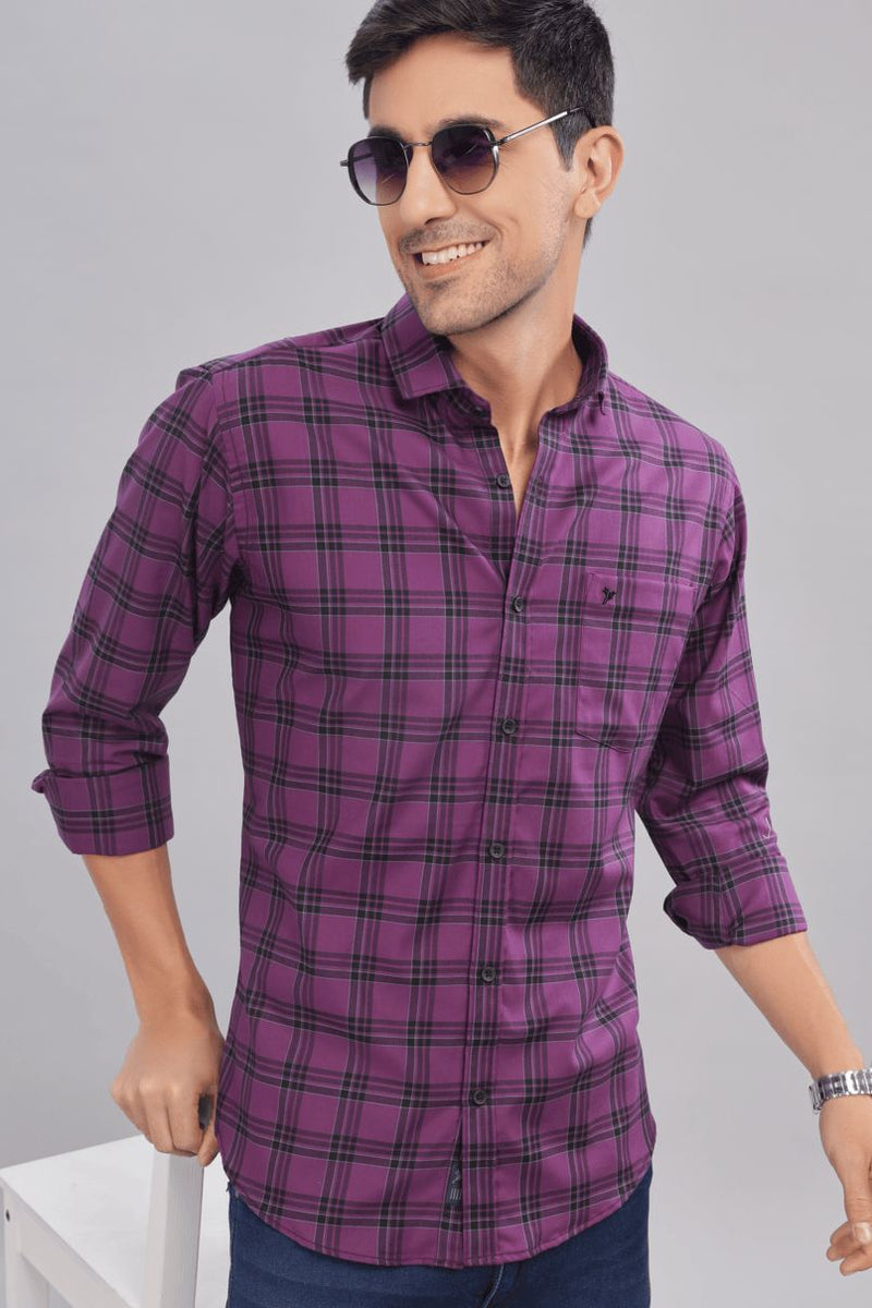 Purple and Black Multi Line Checks - Full-Stain Proof