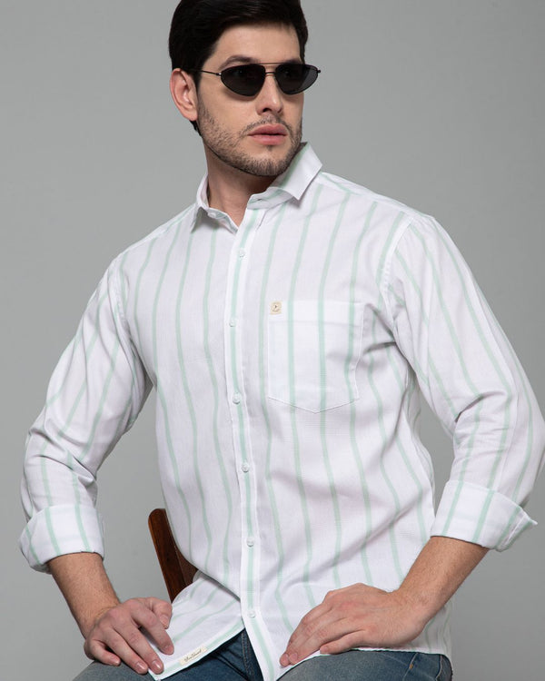 Green & White Grid Line Stripes - Full-Stain Proof