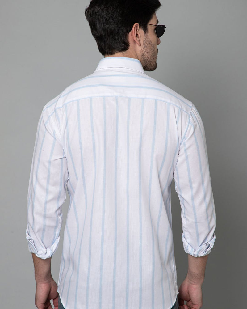 Blue & White Grid Line Stripes - Full-Stain Proof