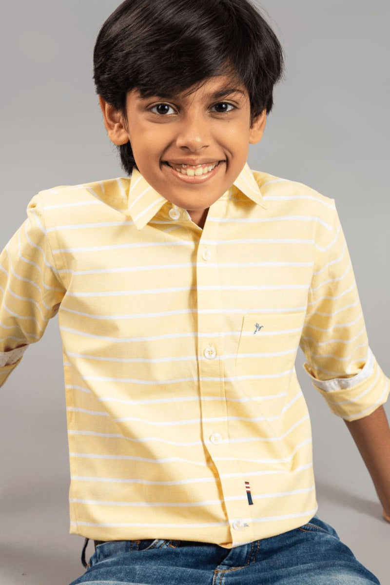KIDS - Lemon Yellow Stripes Shirt-Stain Proof Shirt