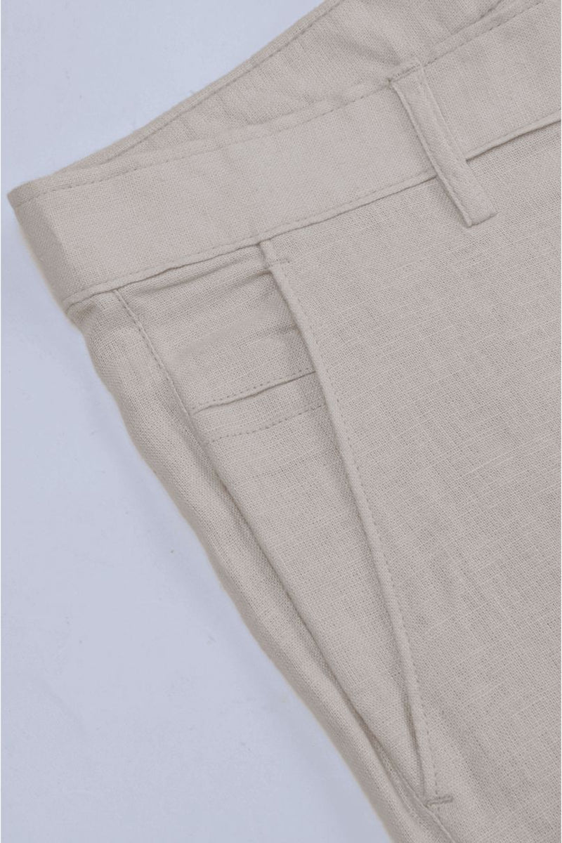 Cream Linen - 2 way stretch - COTTON PANT