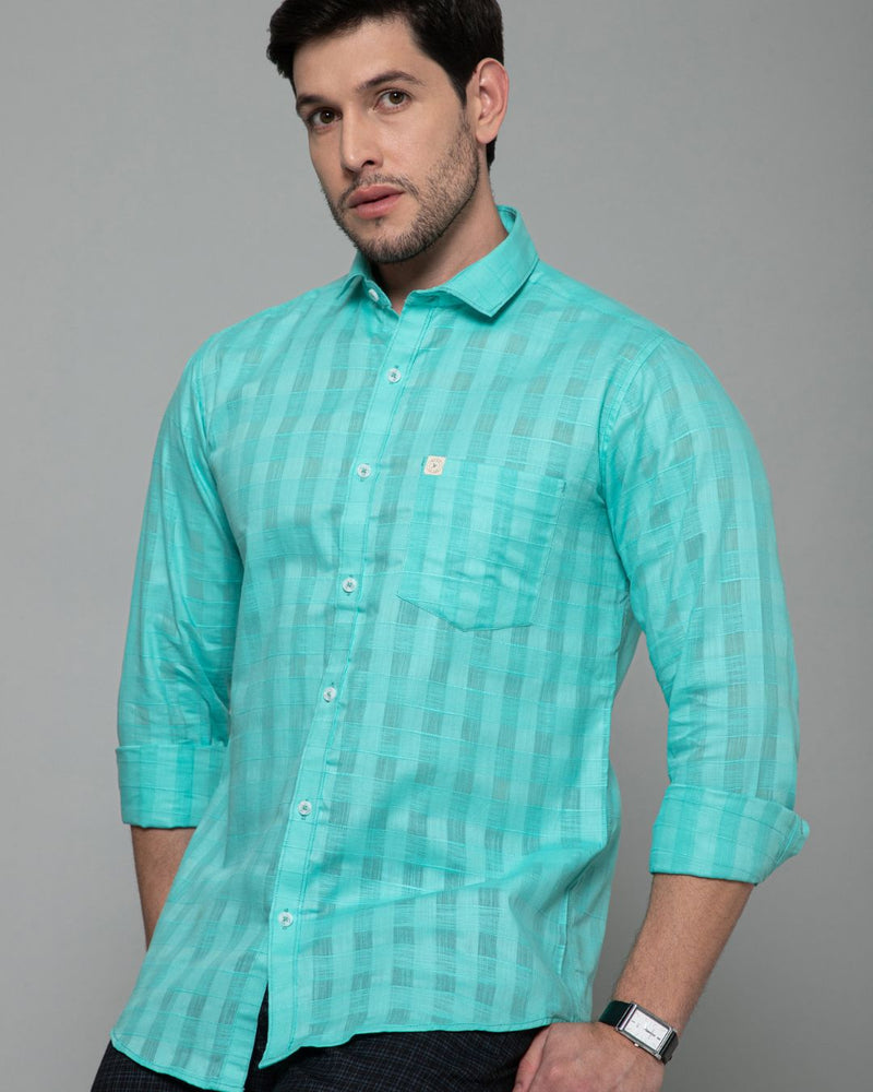 Turquoise Green Self Checks - Full-Stain Proof