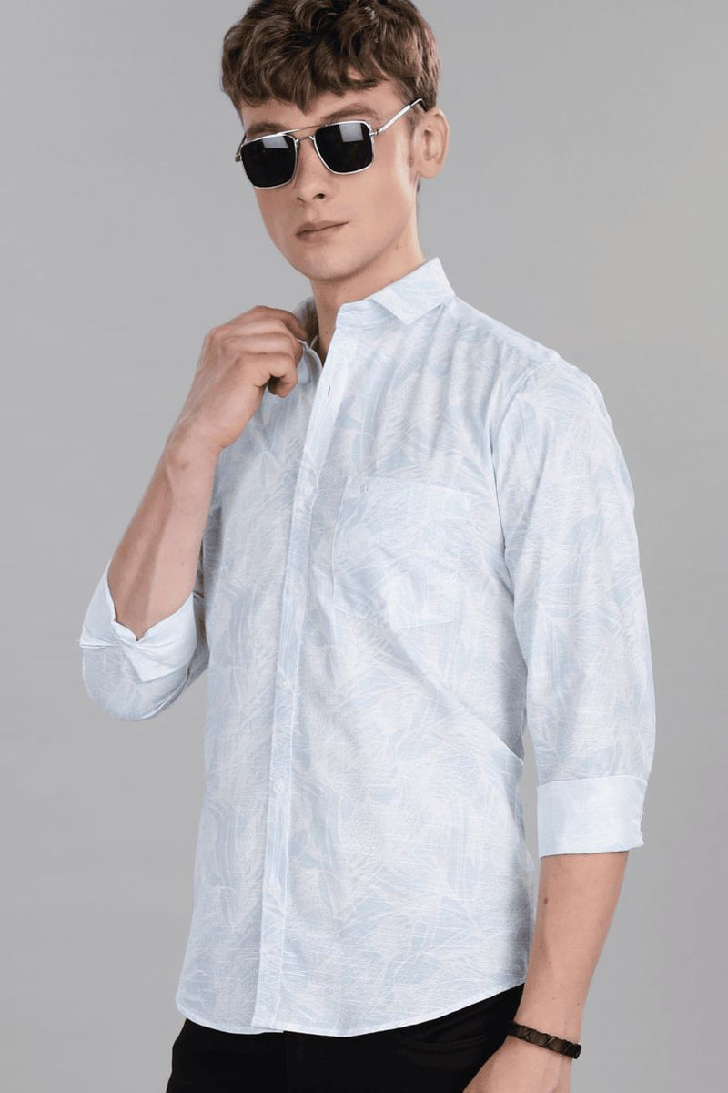 Sky Blue & White Print -Full-Stain Proof