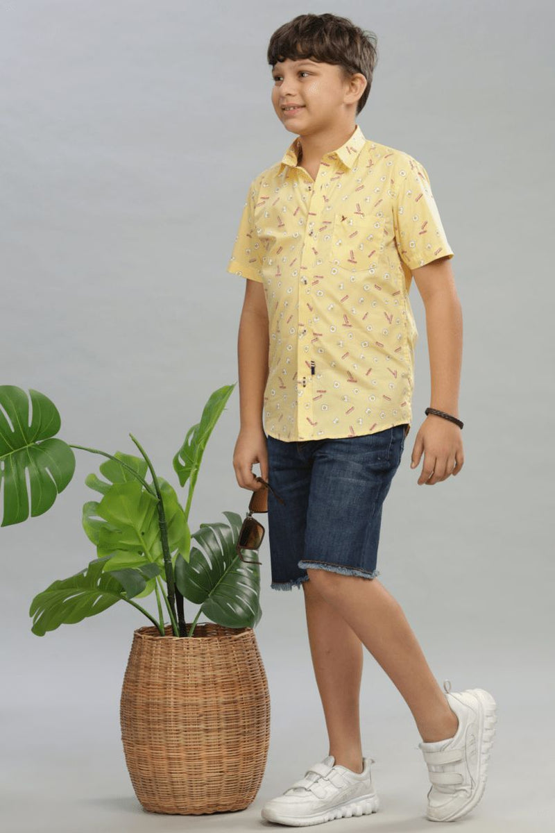 KIDS - Yellow Yolk Print - Half-Stain Proof Shirt