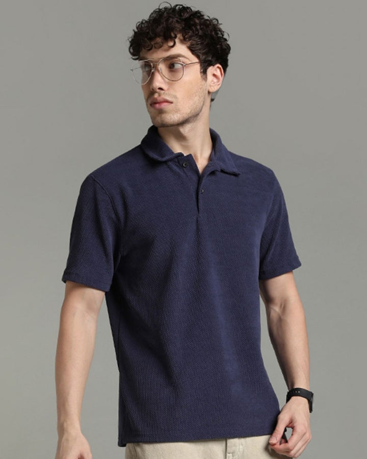 Metal Blue Pop Textured - Polo Tshirt