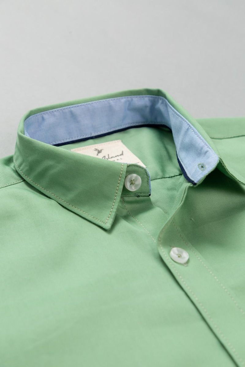 KIDS - Green Solid-Stain Proof Shirt