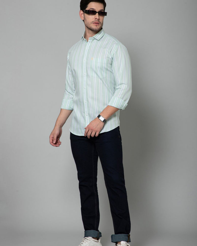 Green & Blue Line Stripes - Full-Stain Proof