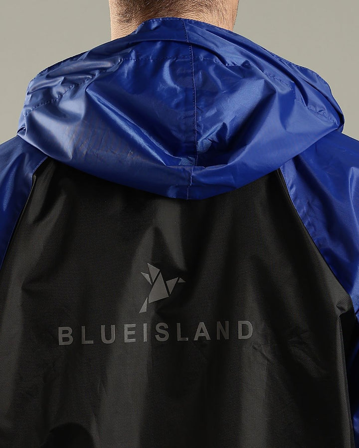 Black with Royal Blue - Rain Jacket with Pant and Mobile Pouch