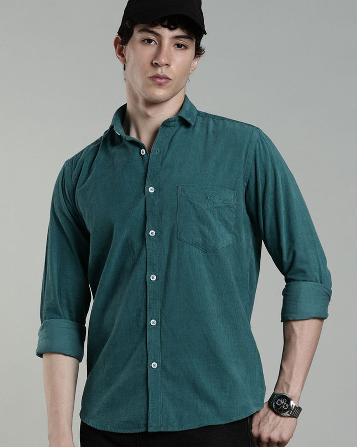 Peacock Green - Full-Corduroy Shirt