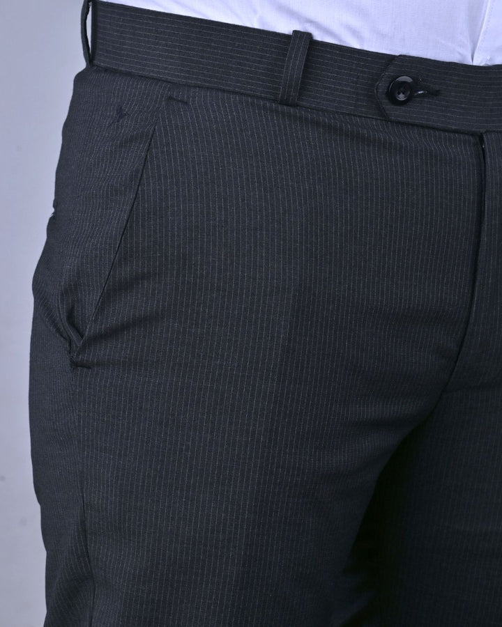 Blackish Grey Mini Stripes - Wrinkle free Formal Pant