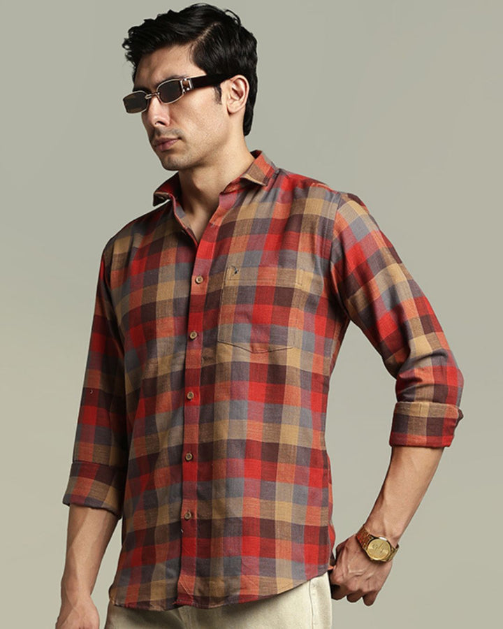 Rust Brown & Grey Checks - Full-Stain Proof