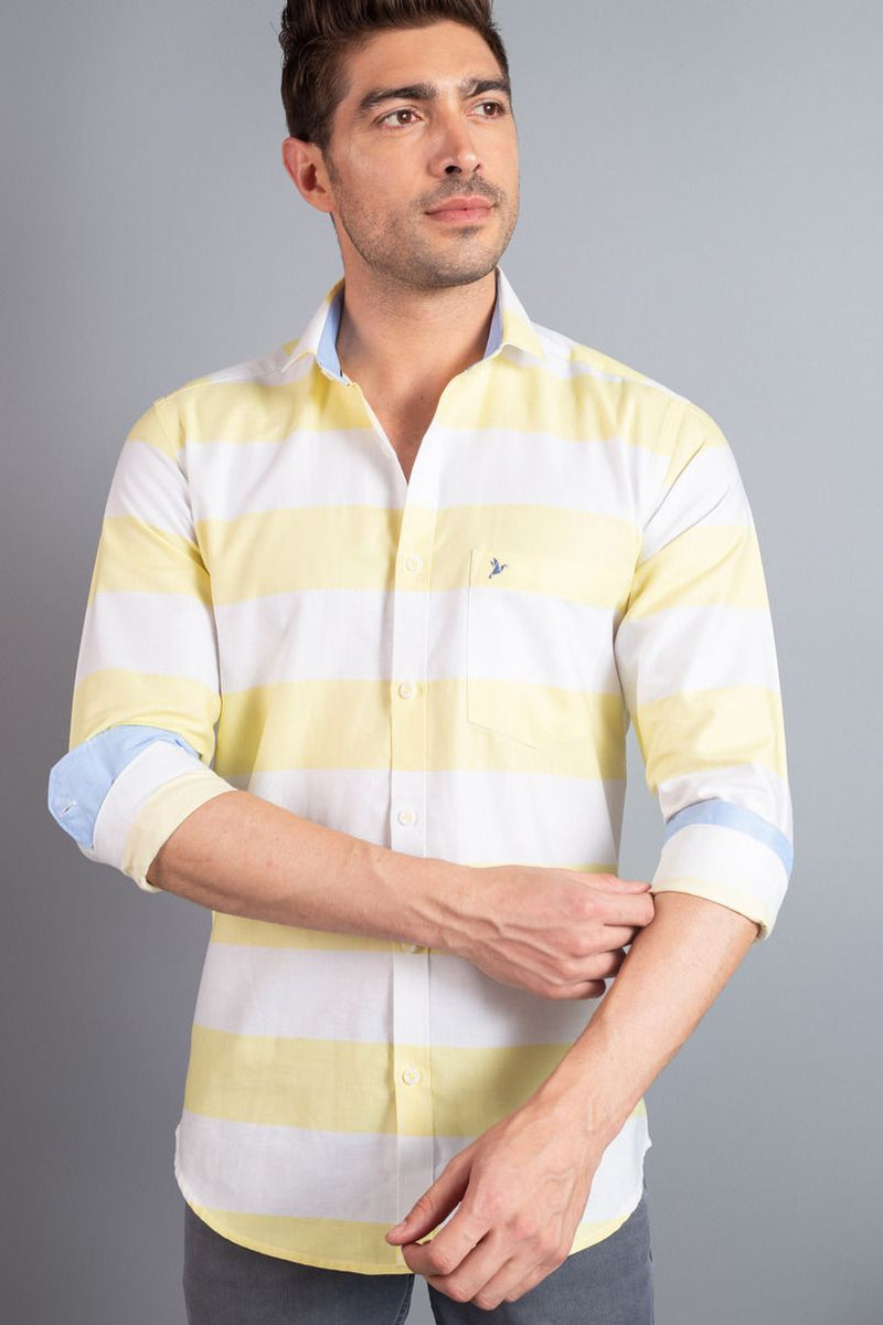 Lemon Yellow and White Stripes - Full-Stain Proof