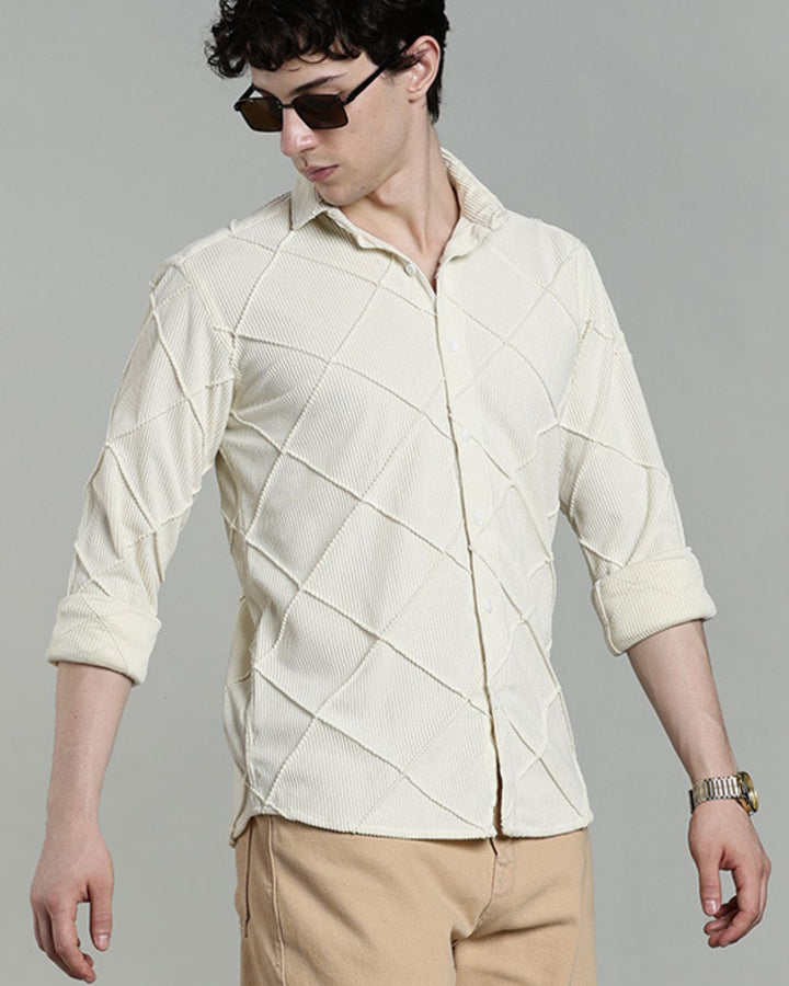 Cream Thread Checks - Full-Corduroy Shirt