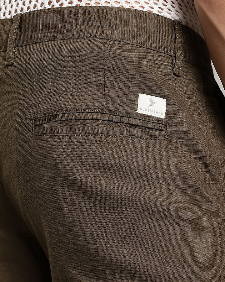 Dark Green - 2 way stretch - COTTON LINEN PANT