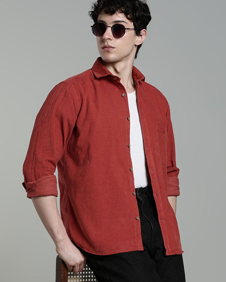 Brick Brown -Full-Corduroy Shirt