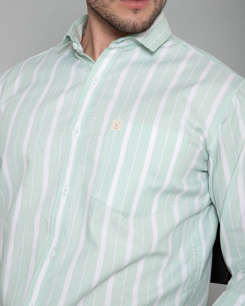 Green & White Bold Stripes - Full-Stain Proof