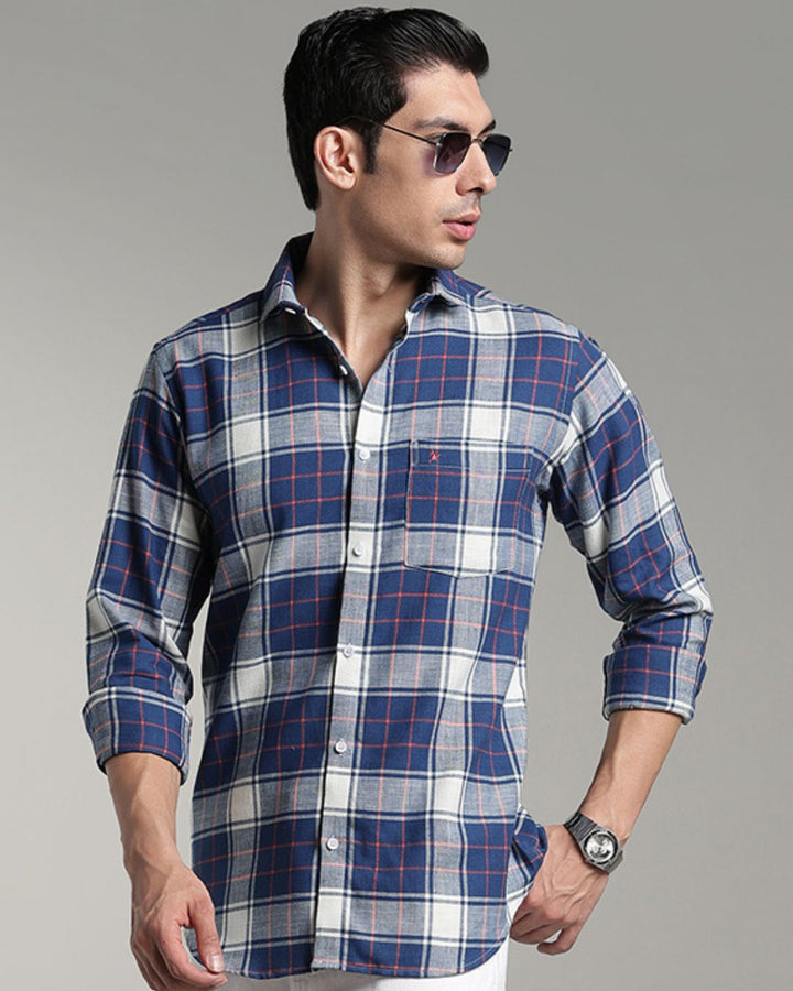 Navy & Orange Line Checks -Full-Stain Proof