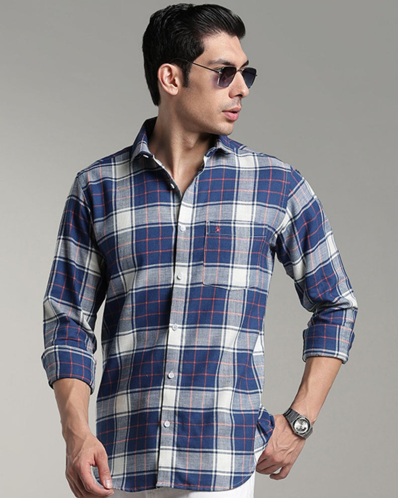 Navy & Orange Line Checks -Full-Stain Proof