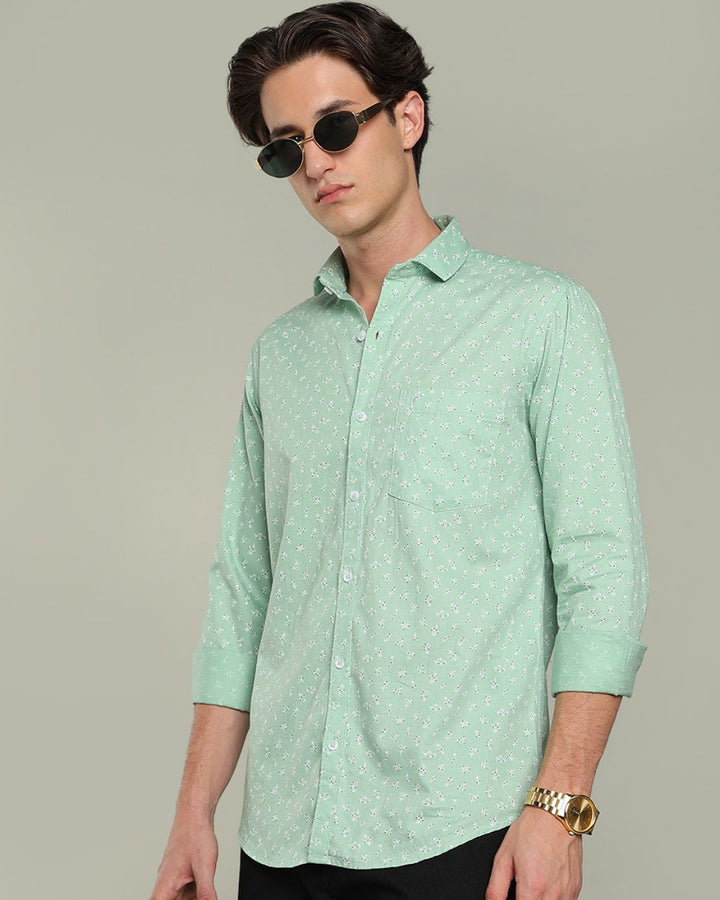 Mint Green Flower Print - Full-Stain Proof