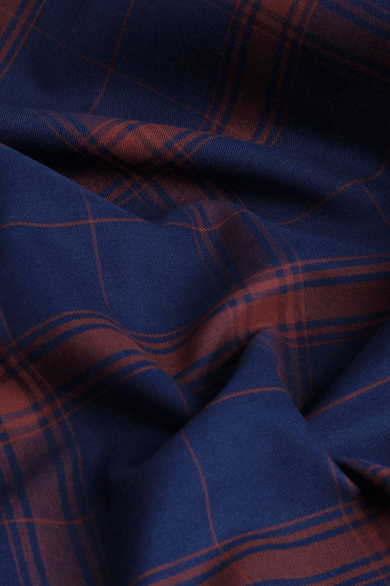 Brown & Navy Checks - Full-Stain Proof