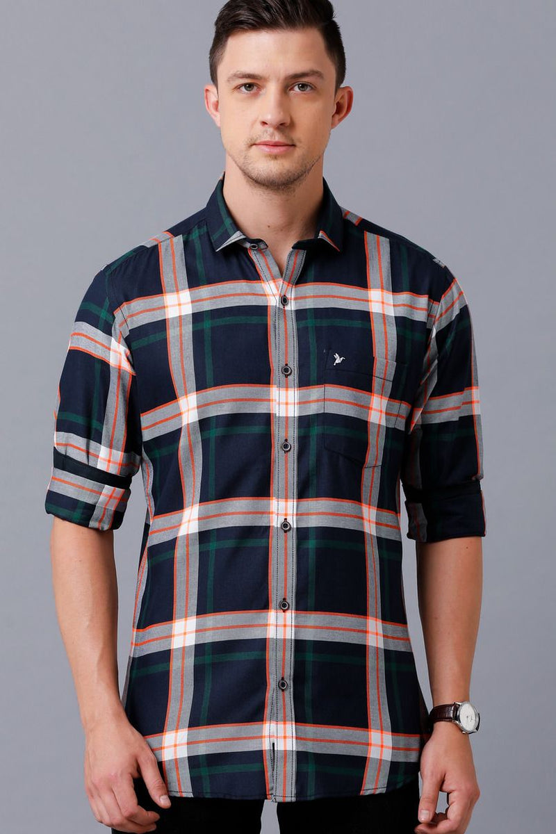 Navy Flannel Checks - Full-Stain Proof