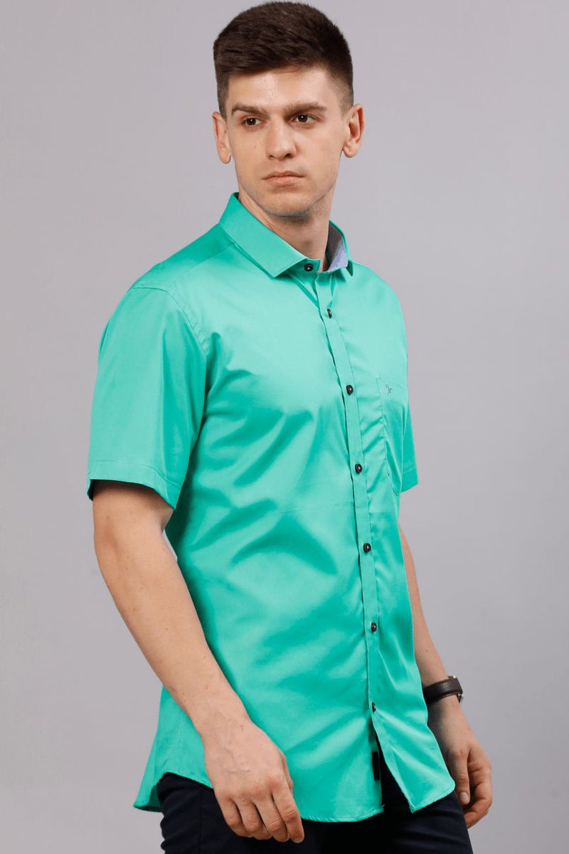 Turquoise Green Solid - Half Sleeve - Stain Proof