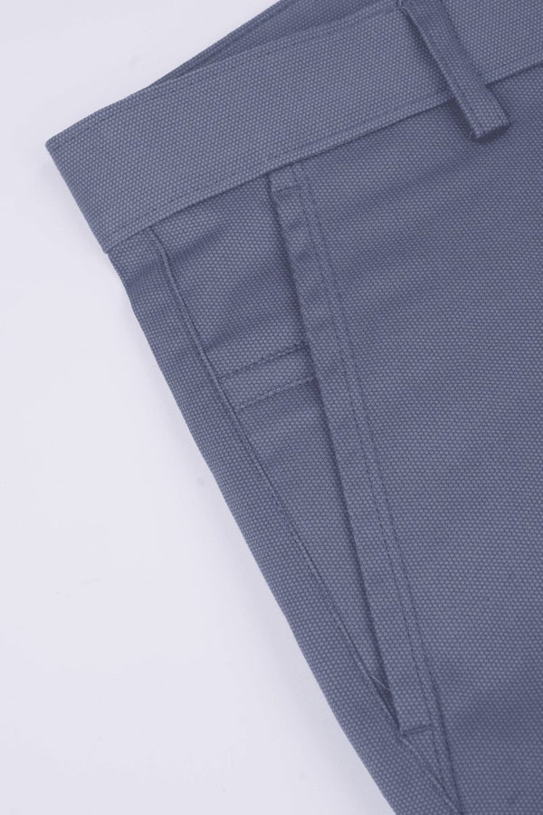 Bluish Grey Hex Printed - 2 way stretch - COTTON PANT