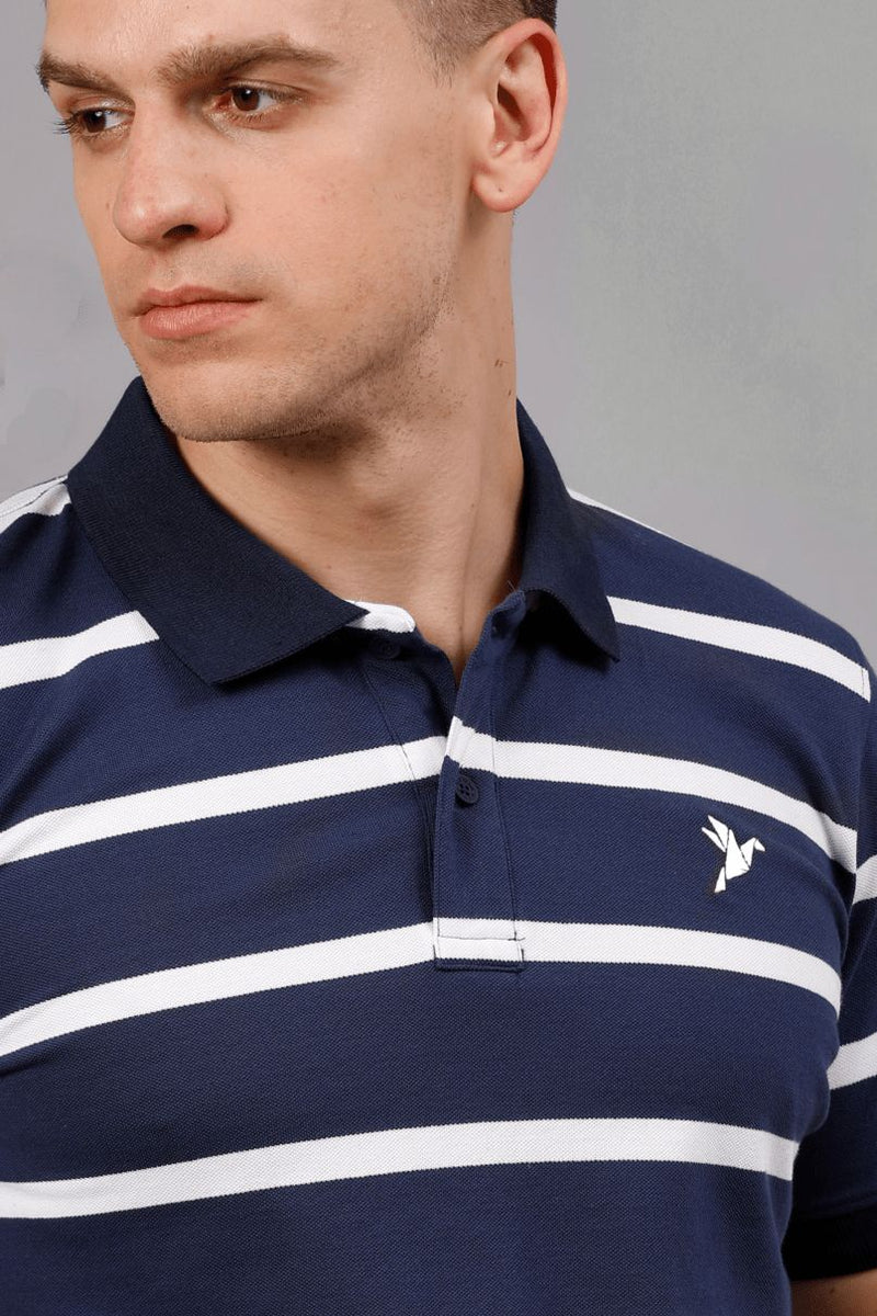 Navy line Stripes TShirt - Stain Proof