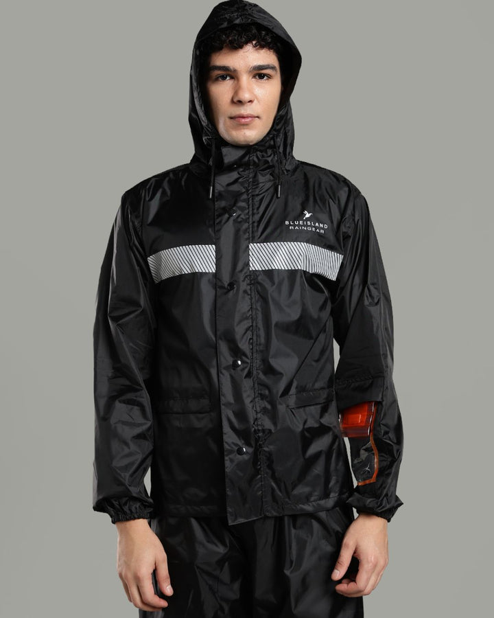 Black Reflector - Rain Jacket with Pant and Mobile Pouch