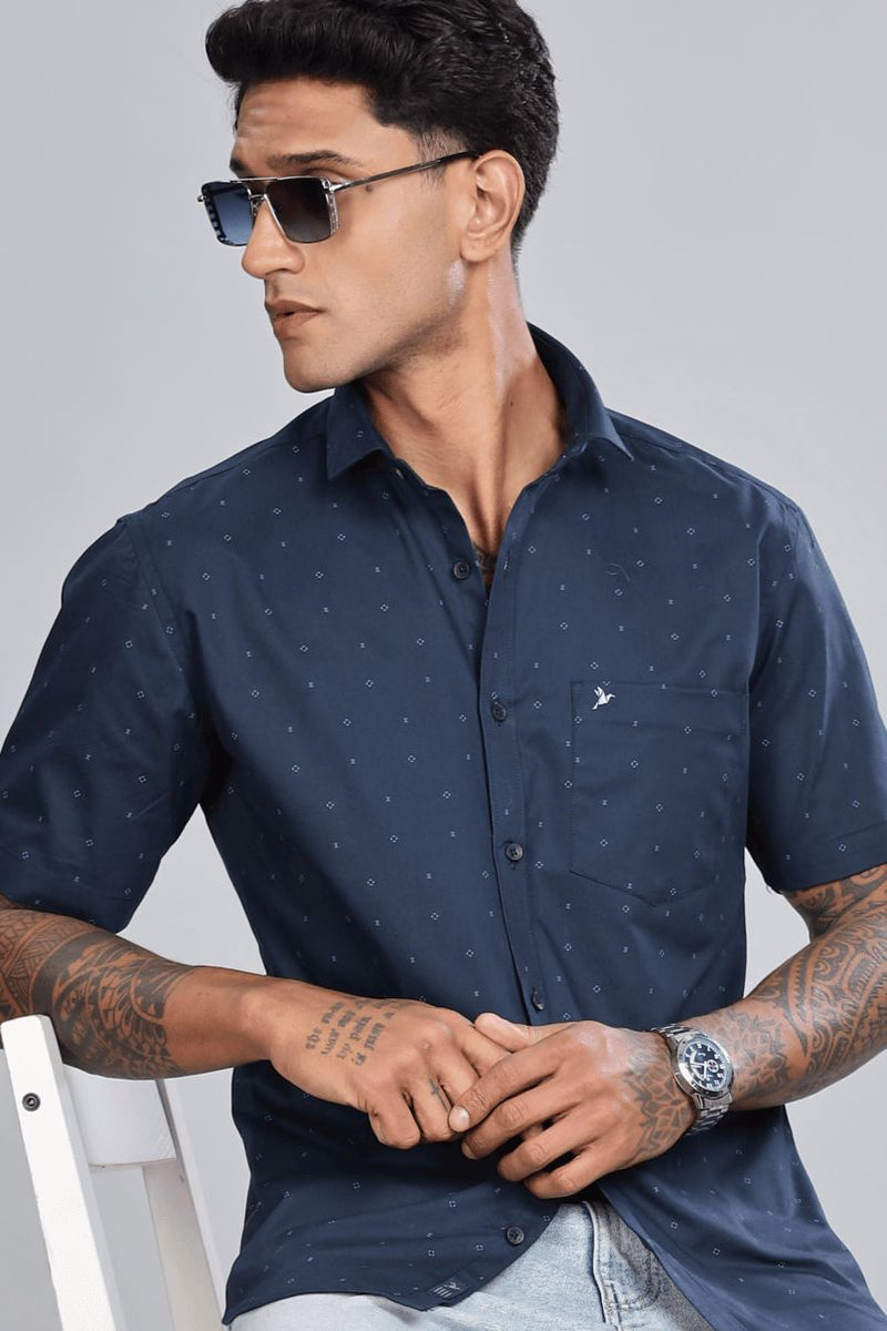 Navy Twinkle Print - Half Sleeve - Stain Proof