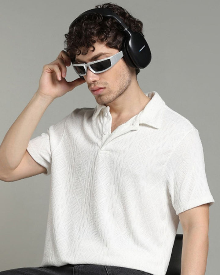 White Infinity Textured - Polo Tshirt