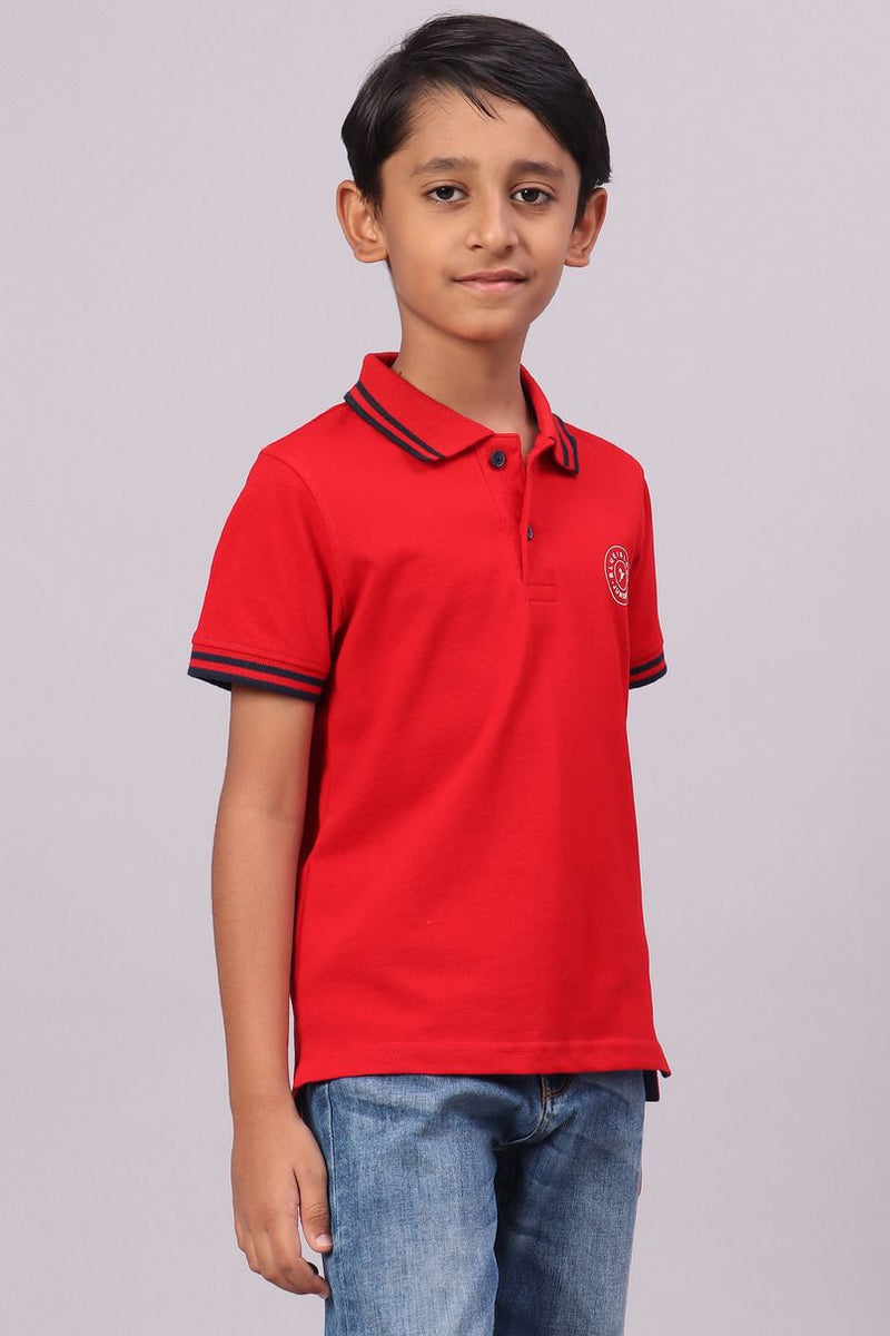KIDS - Bright Red Solid Tshirt - Stain Proof