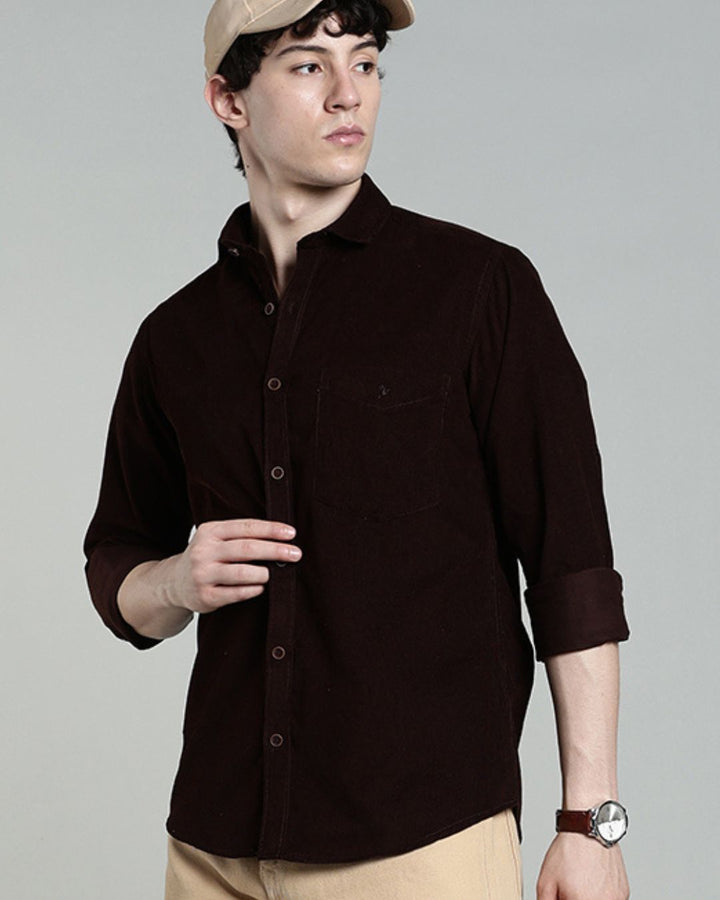 Dark Brown -Full-Corduroy Shirt