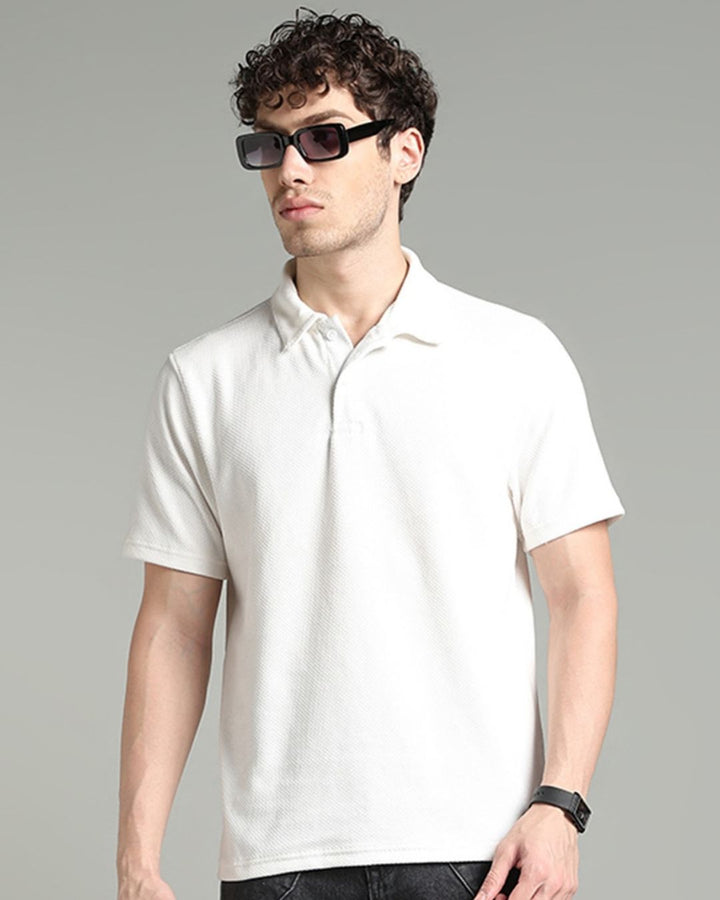 White Pop Textured - Polo Tshirt