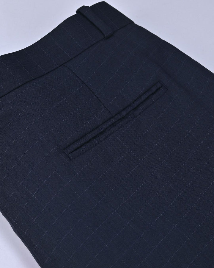 Navy Box Checks - Wrinkle free Formal Pant