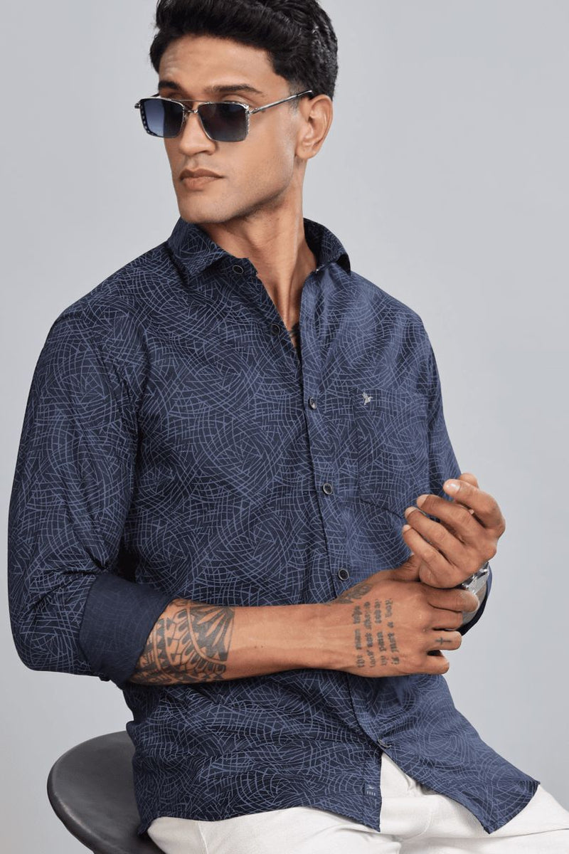 Navy Tribal Print -Full-Stain Proof