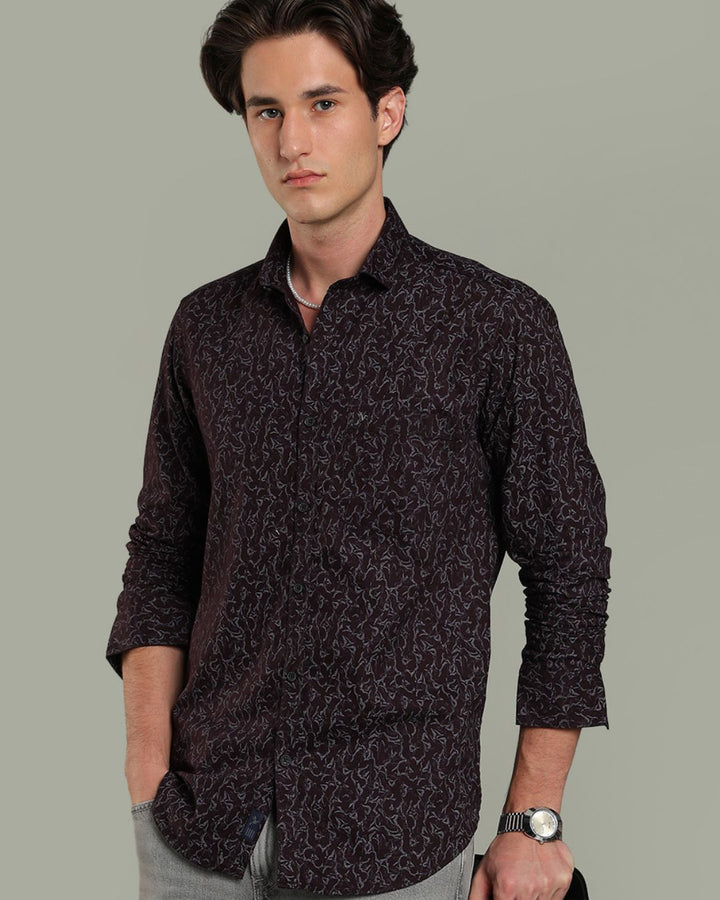 Dark Wine Mesh Print -Full-Stain Proof