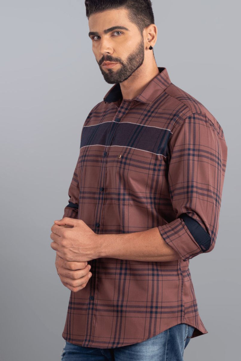 Brown and Navy Checks - Full-Stain Proof