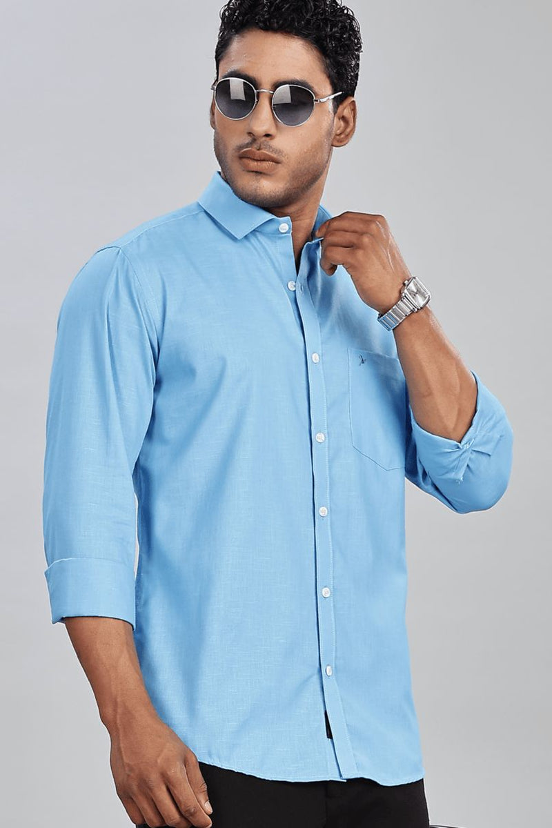 Bright Blue Cotton Linen-Full-Stain Proof