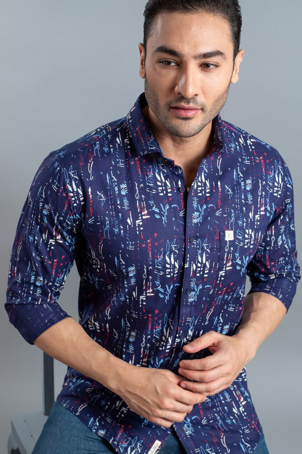 Navy & White Floral Print-Full-Stain Proof