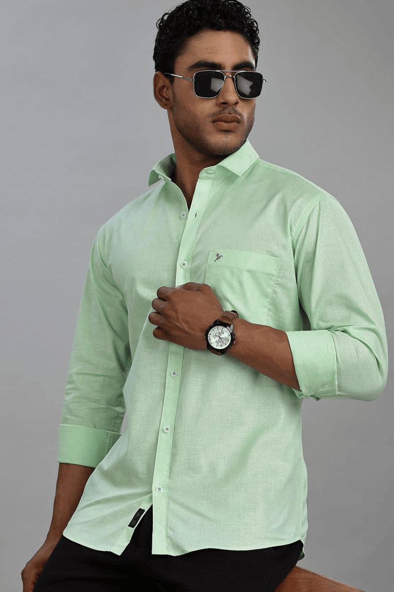 Pistah Green Cotton Linen - Full-Stain Proof