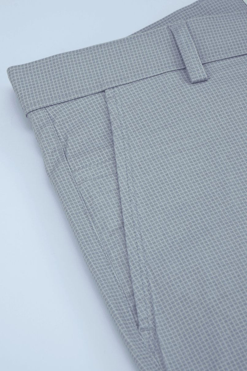 Silver Grey Checked - 2 way stretch - COTTON PANT