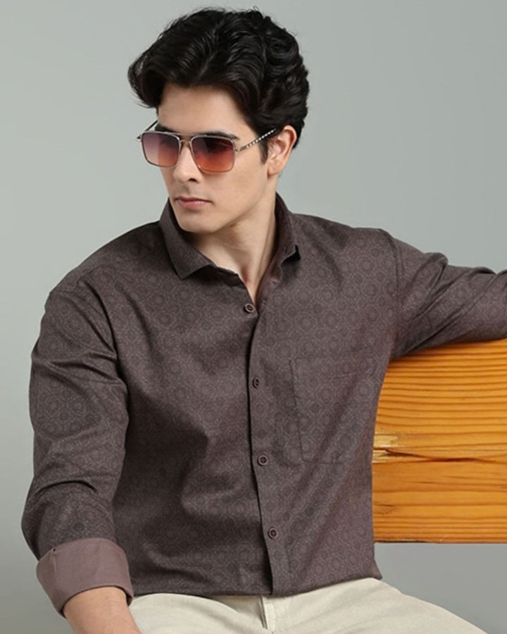 Taupe Brown Floral Print -Full-Stain Proof