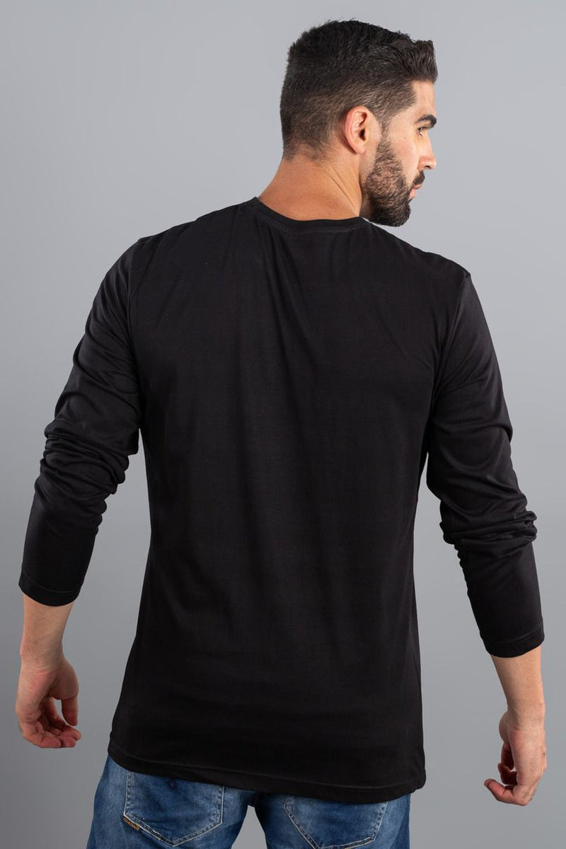 Black Printed - Full Sleeve TShirt - Stain Proof