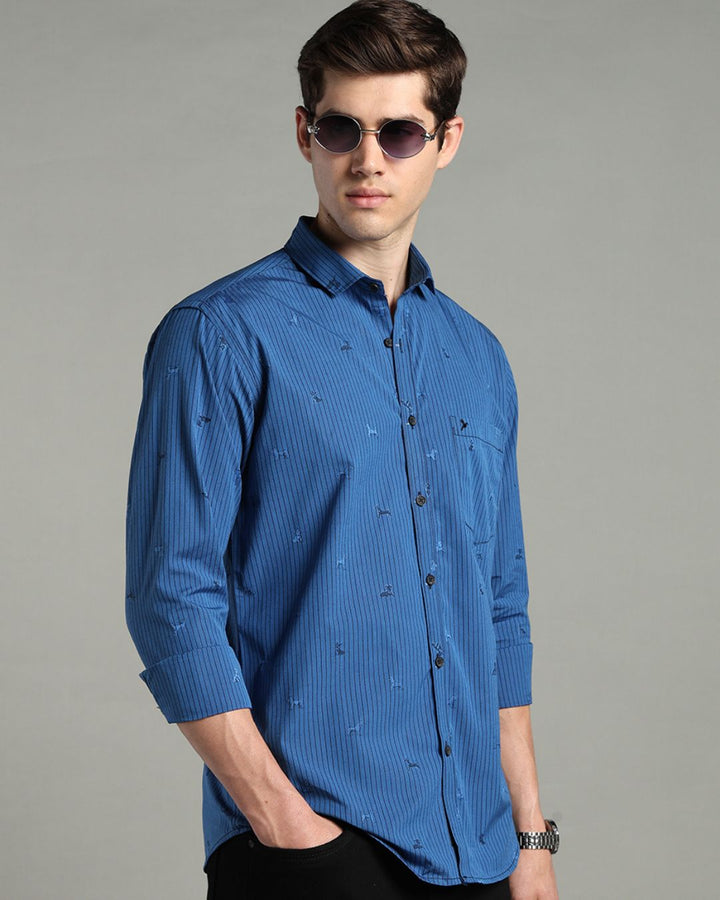 Blue Pet Striped Print -Full-Stain Proof