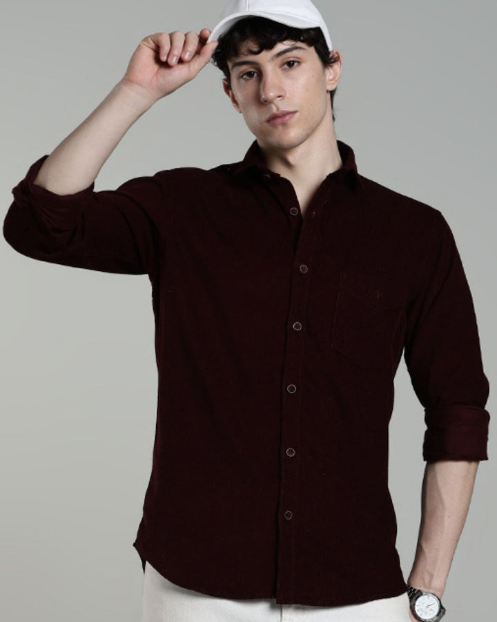 Dark Wine  - Full-Corduroy Shirt