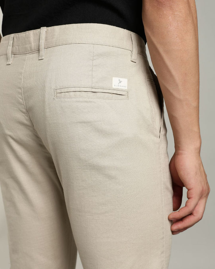 Dusty Cream - 2 way stretch - COTTON LINEN PANT