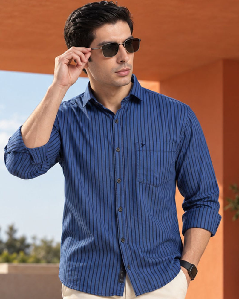 Marine Blue Bold Stripes - Full-Stain Proof