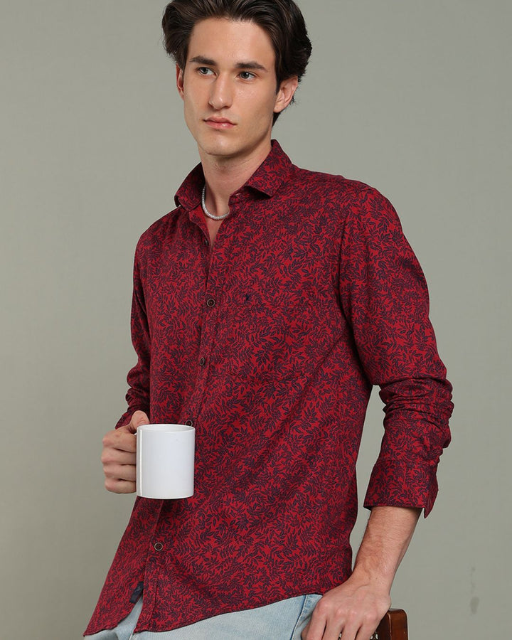 Reddish Leaf Print -Full-Stain Proof